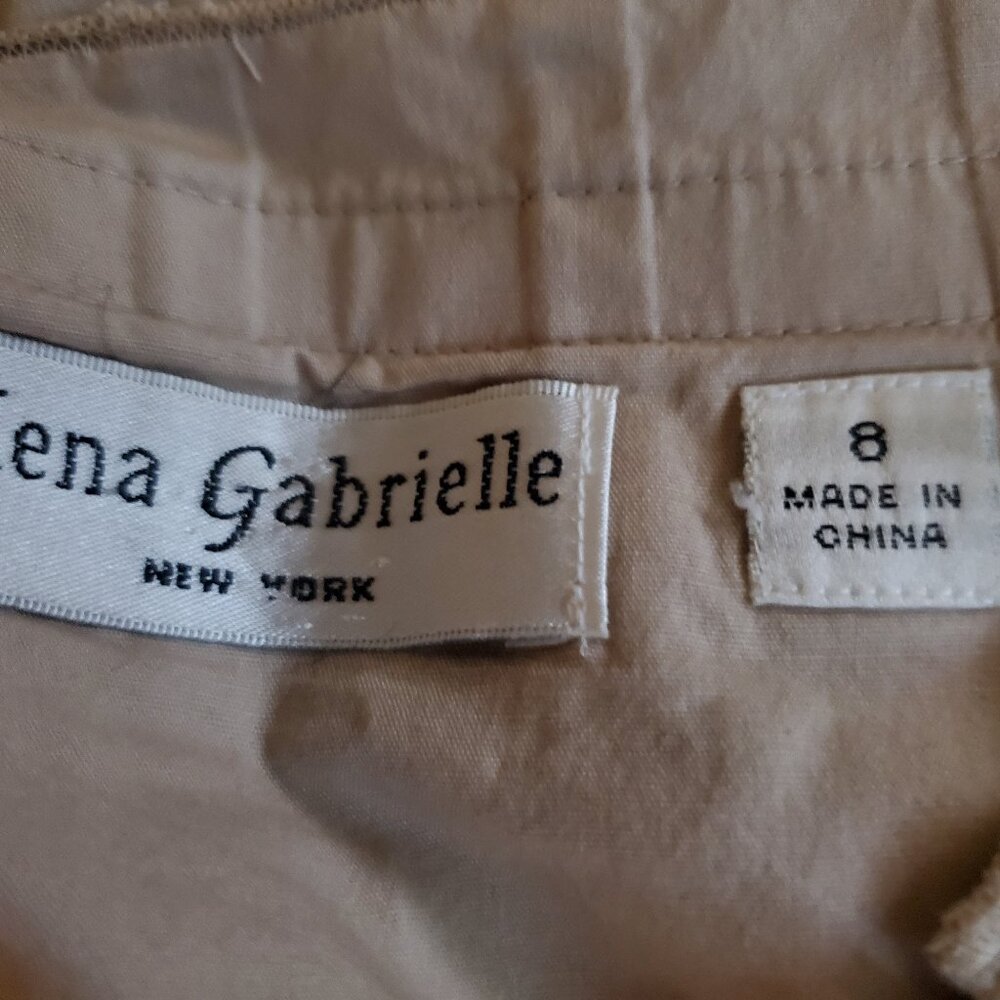 Lena Gabrielle NY pleated skirt knife-pleat khaki, beige,  A-line swing boho - Picture 7 of 9